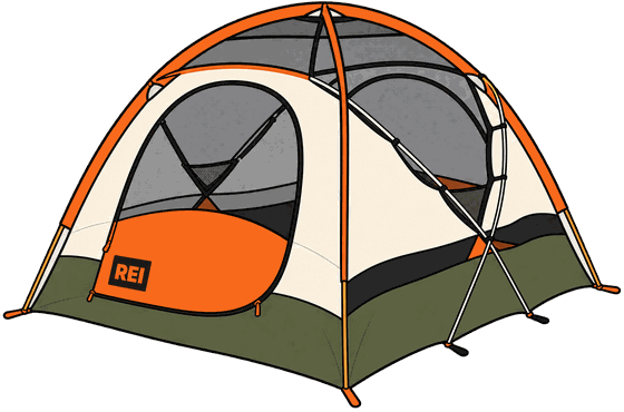 Illustrated REI dome tent