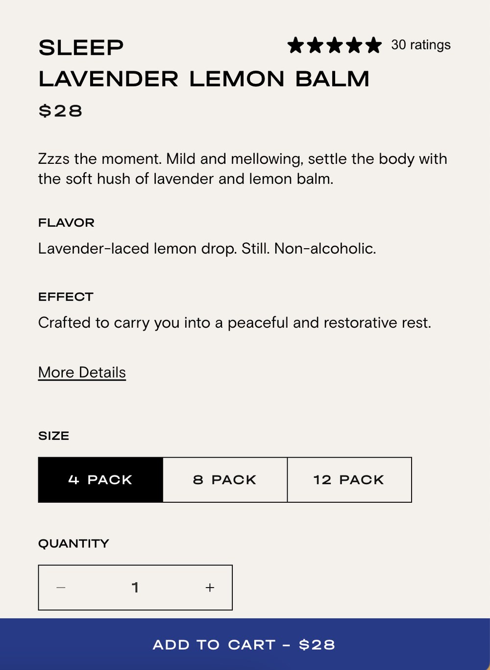 Product page copy for Sleep: Zzzs the moment.