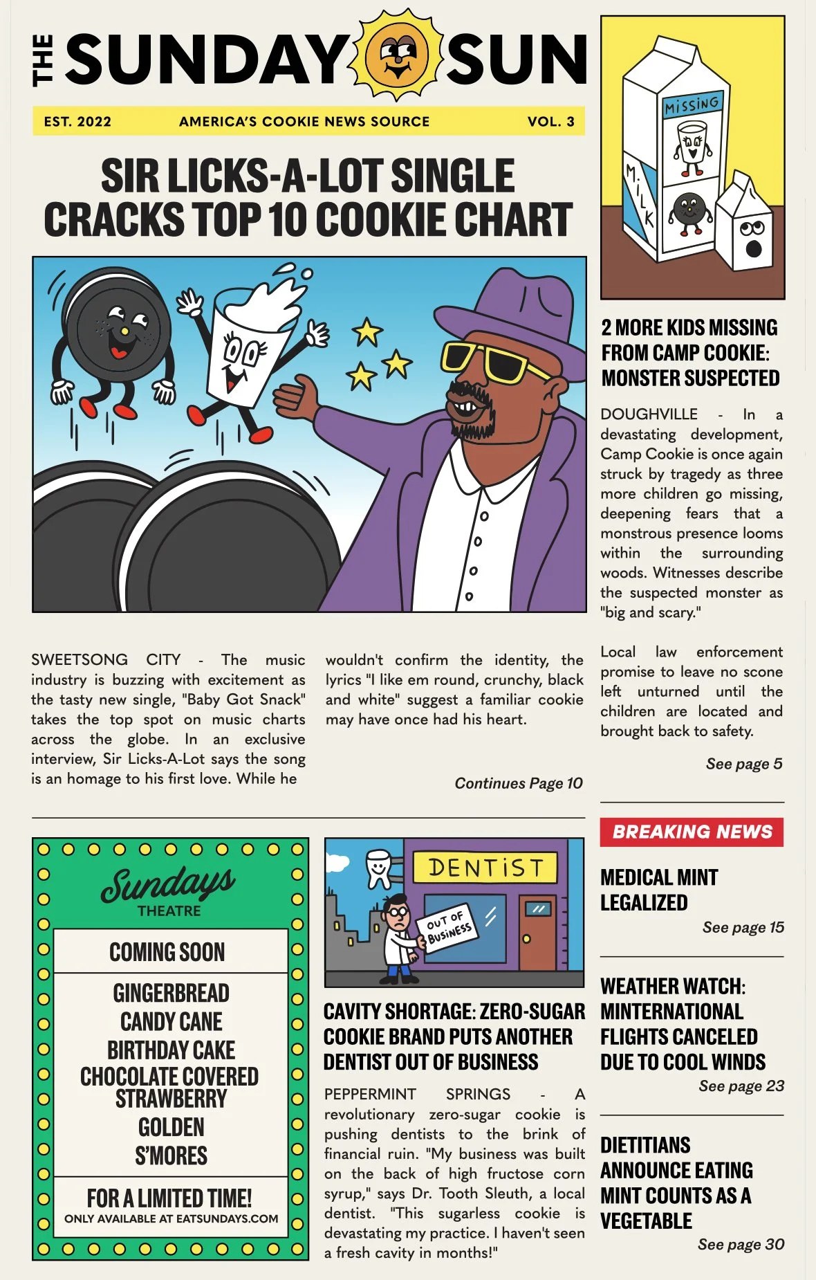 The Sunday Sun, Vol. 3: Sir Licks-A-Lot single cracks top 10 cookie chart