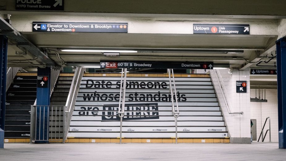 Subway stairs at 60 St and Broadway: Date someone whose standards are up here.