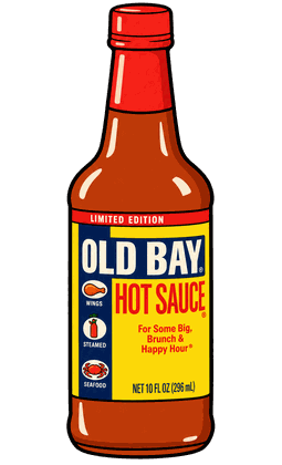 Illustrated bottle of Old Bay Hot Sauce
