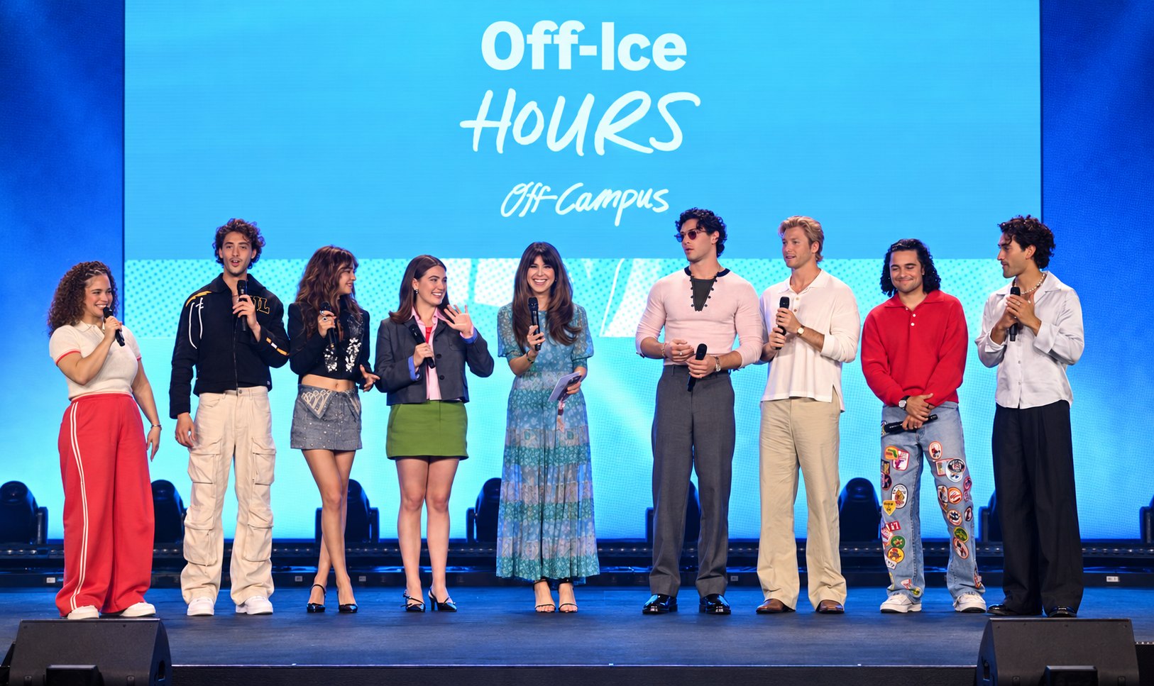 Off Campus cast on stage for Off-Ice Hours at Obsessed Fest