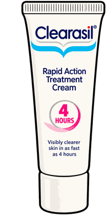 Illustrated tube of Clearasil Rapid Action Treatment Cream