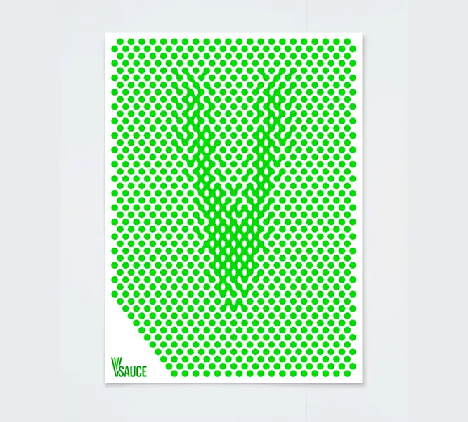 Animated Vsauce poster with a morphing drop-pattern V