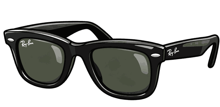 Illustrated pair of black Ray-Ban Wayfarer sunglasses