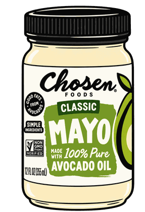 Illustrated jar of Chosen Foods Classic Mayo